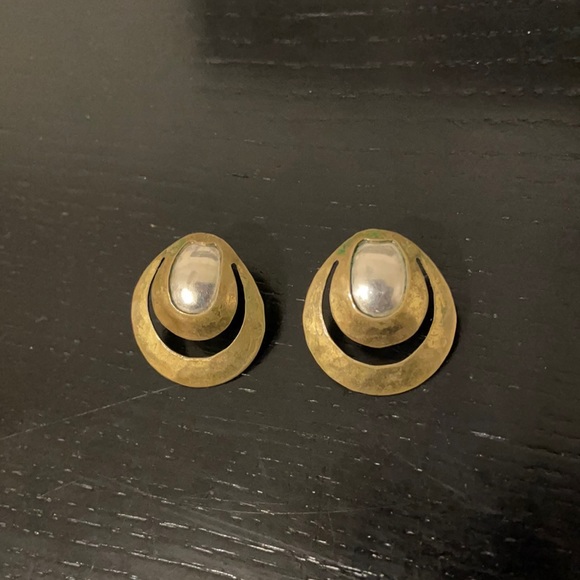 Marjorie Baer Jewelry - Marjorie Baer Vintage Brass and Silver Earrings